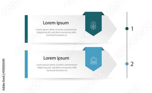 2 step vertical process infographic template vector element. Timeline process information, presentation with icons.