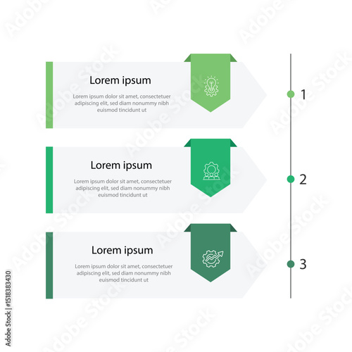 Business infographic template. 3 step vertical process infograph. Vector concept diagram with icons and paper style columns.