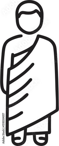 Single pilgrim in ihram robe standing icon