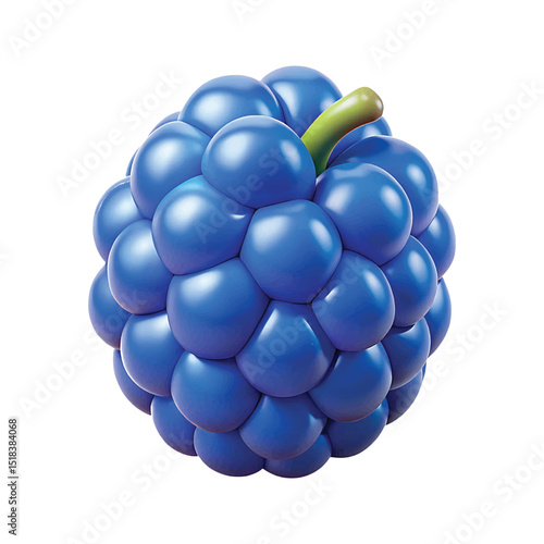 Glossy Blue Berry 3D Fruit Illustration