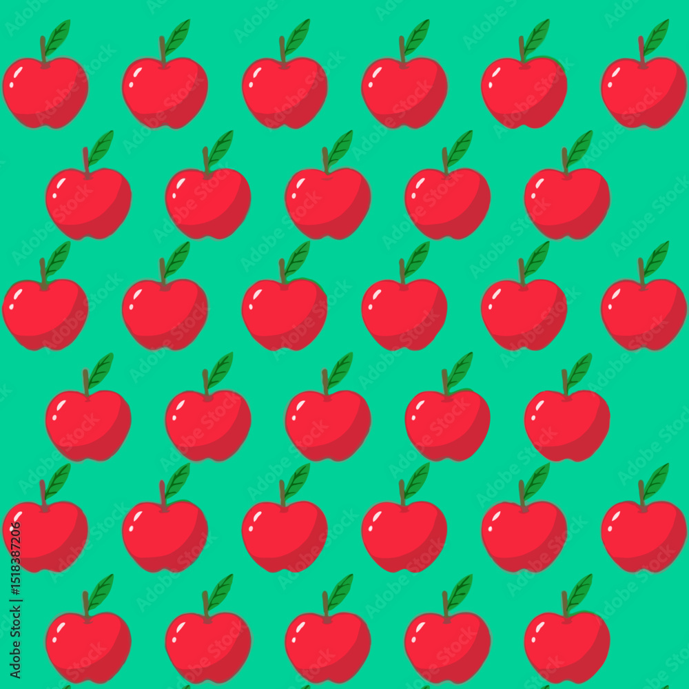 Repeating Red Apples on Pink Repeating Red Apples on Pink