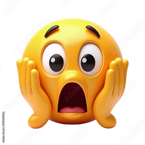 Scared Emoji Face with Hands on Cheeks – Transparent Background