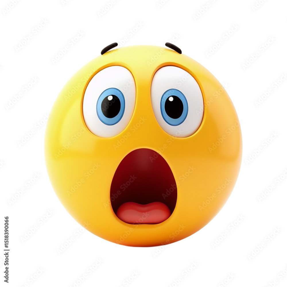 Fototapeta premium Surprised smiley face on transparent background