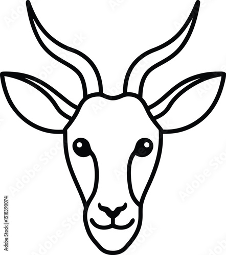 Elegant Line Art Springbok Antelope Head Illustration