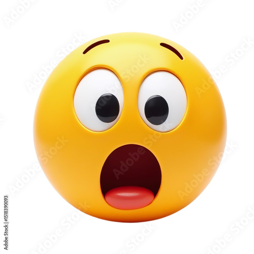 Surprised smiley face on transparent background