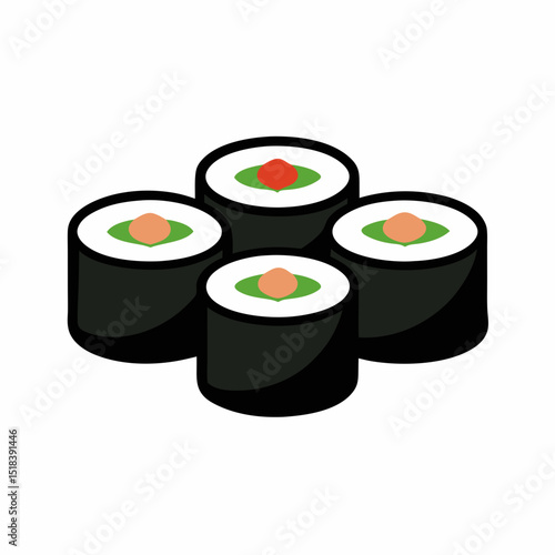 set of sushi on white background