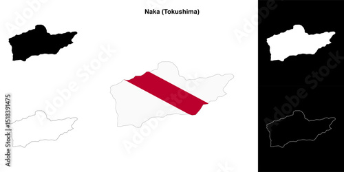 Naka (Tokushima) outline map set