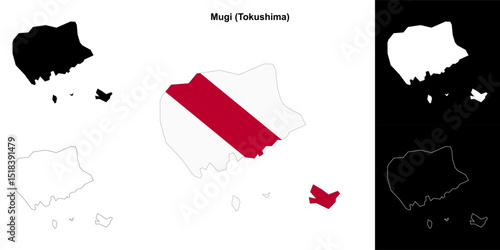 Mugi (Tokushima) outline map set