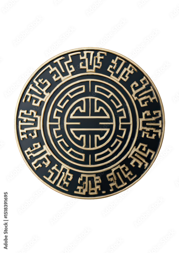 Elegant chinese symbol of longevity in golden hue against a black background Elegant chinese symbol of longevity in golden hue against a black background