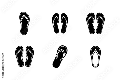flip flop icon black linear flip flop icon isolate silhouettes vector