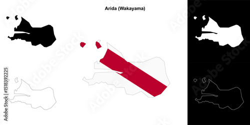 Arida (Wakayama) outline map set