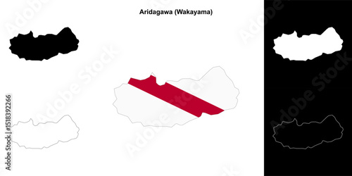 Aridagawa (Wakayama) outline map set
