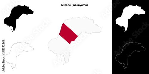 Minabe (Wakayama) outline map set