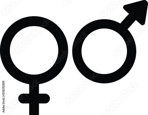 Black Male and Female Gender Symbols Minimal Vector