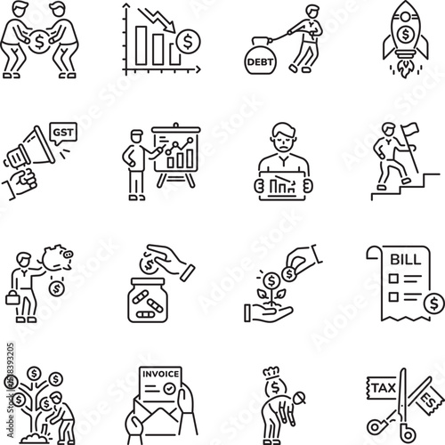 Pack of Investment Line Style Icons 


