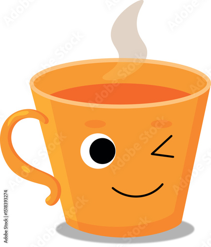 hot drinks, cafe design, stand, cup of tea, 
fun design, label, 
favorite cafe, sticker