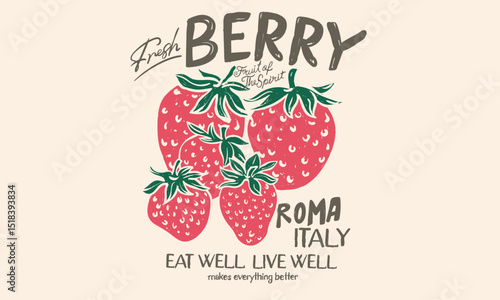 Sweet and juicy strawberry t shirt artwork. Fruit of the spirit. Fresh strawberry fruit with print bow. You are so berry sweet. Sweet berry fruit club print design.