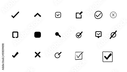 All essential checkbox tick mark and cross mark icon set collection