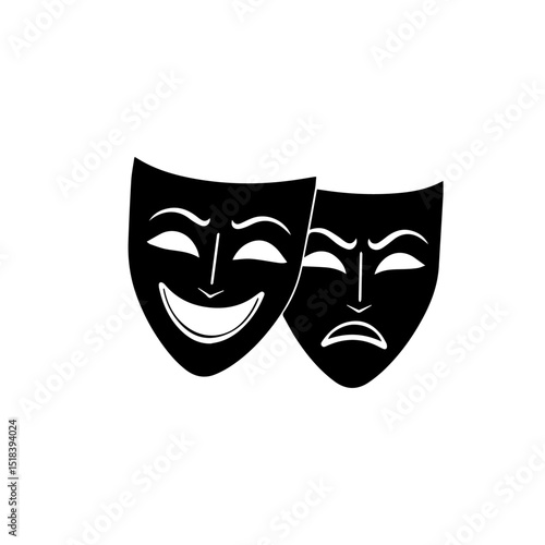 Black joker theater mask vector on transparent background