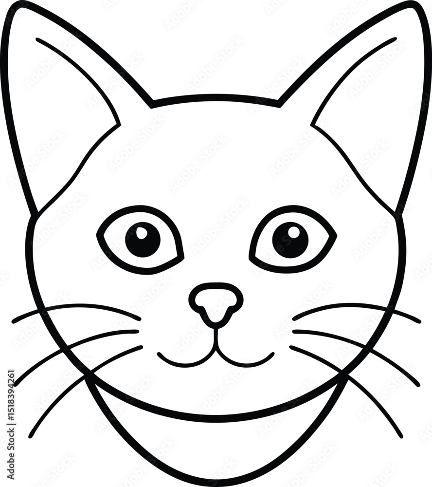 Adorable Cat Face Line Art Illustration, Simple and Cute Pet Design Adorable Cat Face Line Art Illustration, Simple and Cute Pet Design