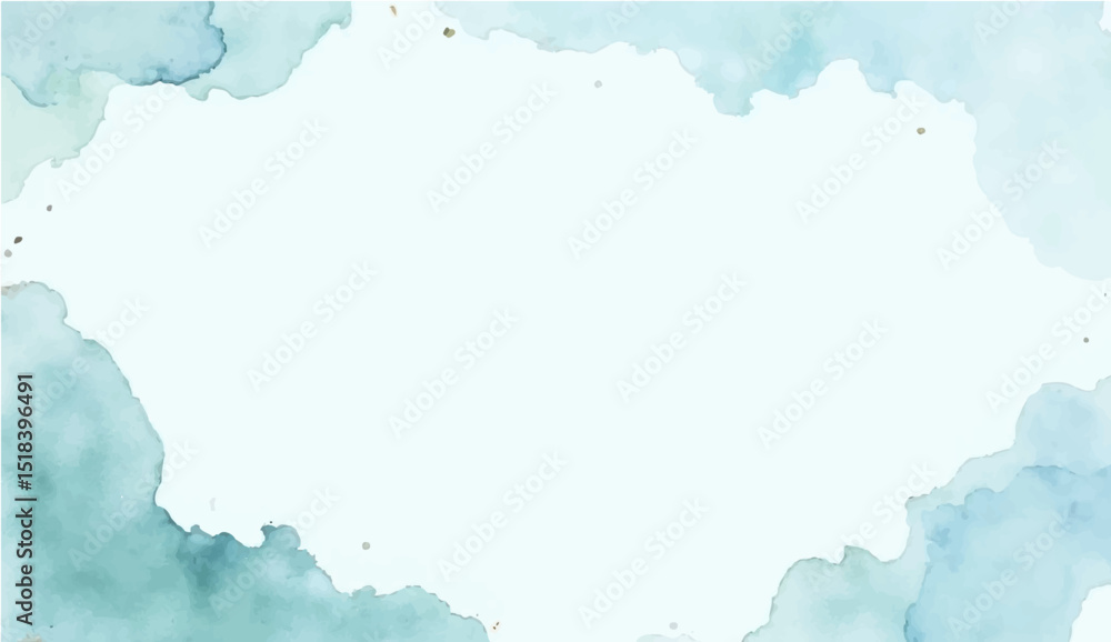Obraz premium Watercolor border isolated on bleu, artistic background (3)