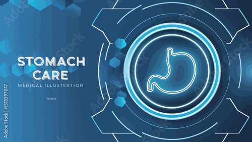 Digital illustration with a medical theme focusing on stomach care.