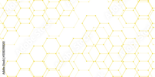 Geometric Vector seamless 3d creative white hexagons backdrop background. Hexagonal white hexagons honeycomb wallpaper. Golden hexagon honeycomb outline art for design element. 