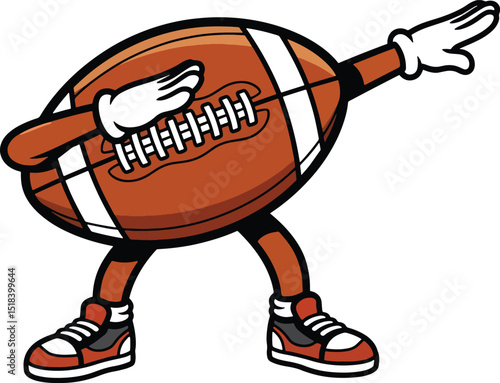 Cartoon american football doing the dab celebrating a touchdown in a fun playful style