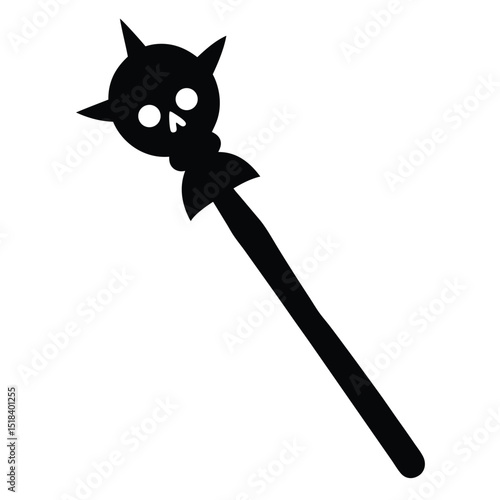 Skull mace medieval weapon black silhouette illustration