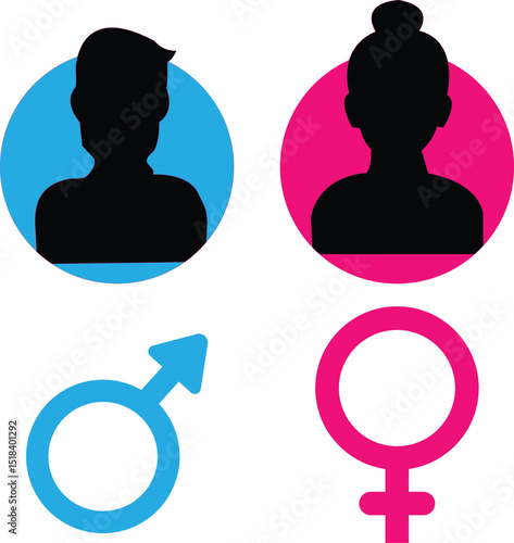 Gender Icons with Male and Female Human Silhouettes