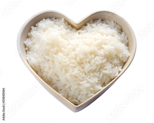 cooked rice shaped in heart mold