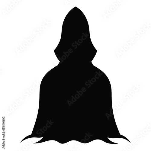Mysterious hooded figure silhouette cloak shadow