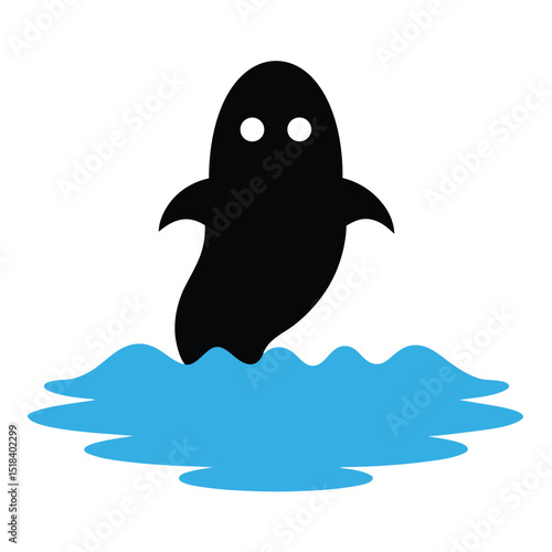 Spooky ghost emerging from ocean waves