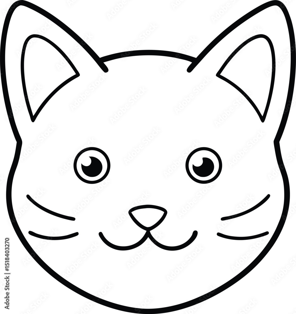 Adorable Cat Face Simple Line Art Illustration for Pet Lovers Adorable Cat Face Simple Line Art Illustration for Pet Lovers