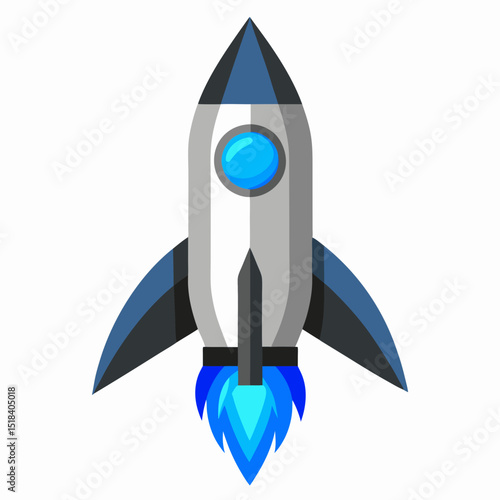 Red, white, and blue rocket vector—Fourth of July themed, on a clean white background for easy graphic design integration.