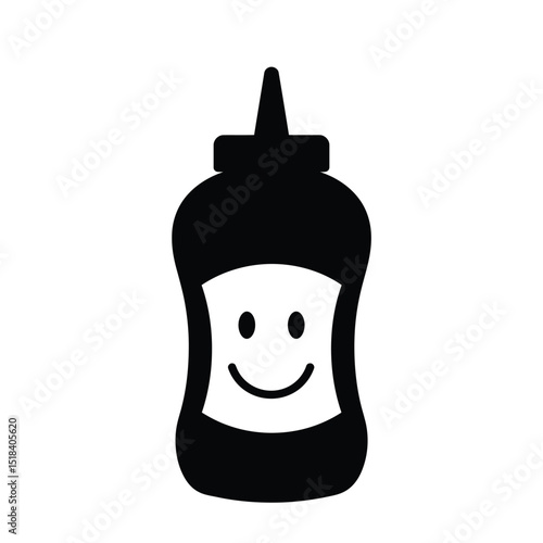 Happy sauce bottle icon cute condiment design