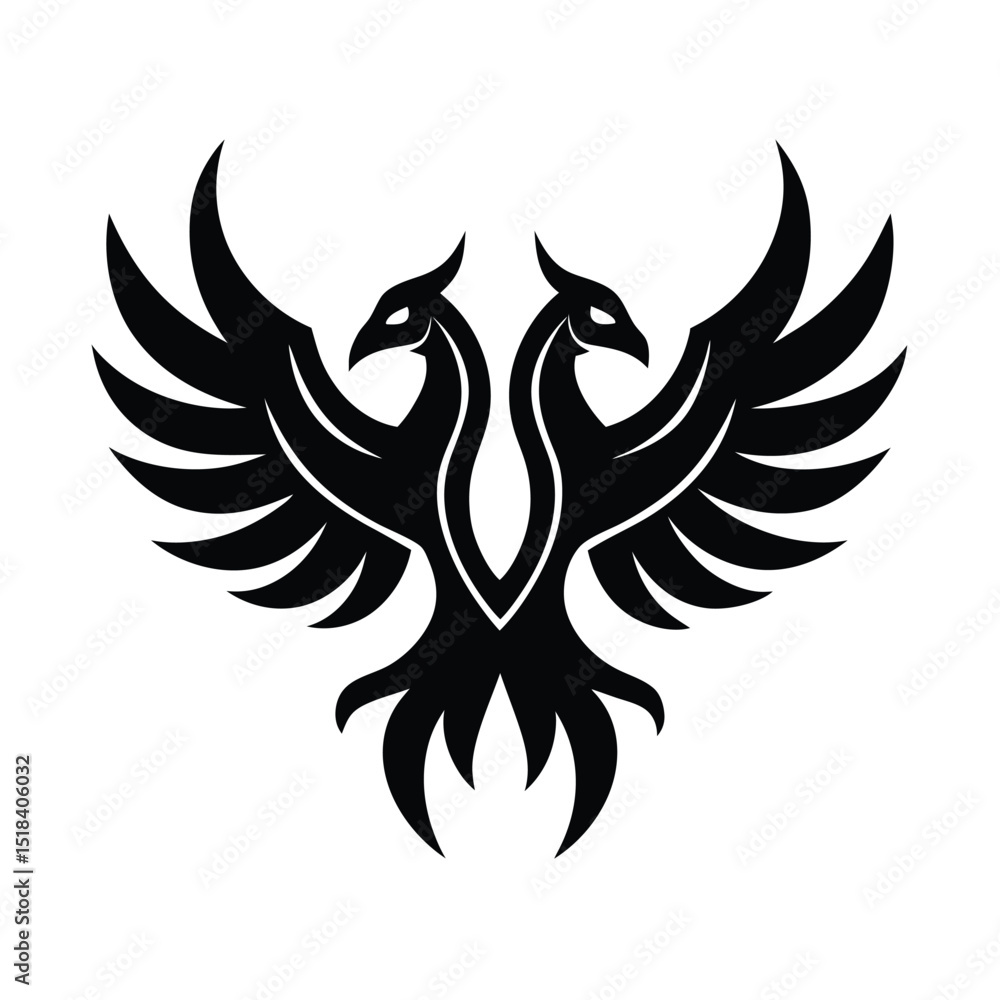 Obraz premium twin bird logo silhouette vector illustration