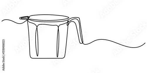 Plastic Mug continuous one line drawing, Shower Mug one line drawing, icon mug, silicon, line mug, toddler, shower plastic line object suck white, supply, water mug, style, isolated, design. 
