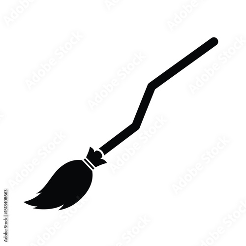 Witches broom halloween silhouette icon design