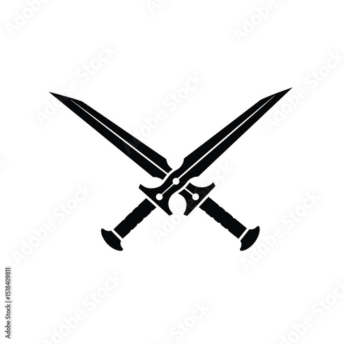 Crossed swords medieval weaponry combat icon