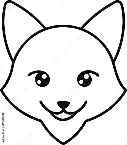 Adorable Fox Face Simple Line Art Illustration