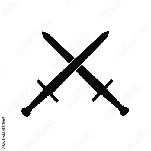 Crossed swords medieval weaponry battle combat