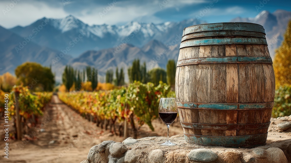 Naklejka premium Explore the richness of Argentine wine culture among Mendoza's vast vineyards