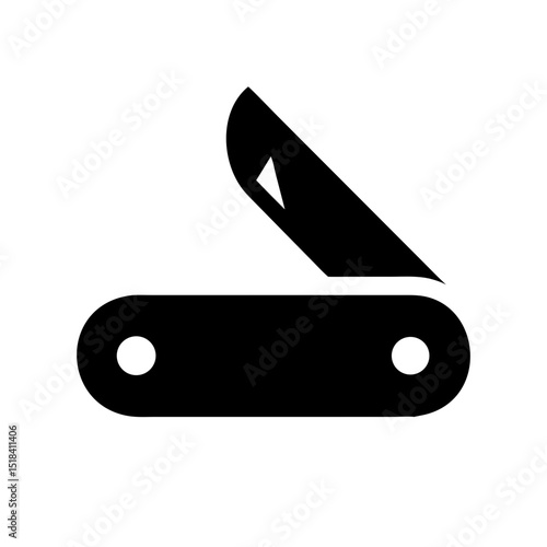 Pocketknife icon design. Simple pocketknife illustration with sharp blade and compact body. Perfect pocketknife graphic for app icon, website design, or logo.