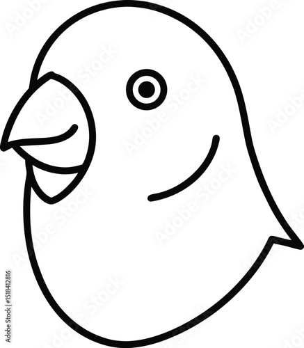 lovebird head icon line art vector illustration on transparent background