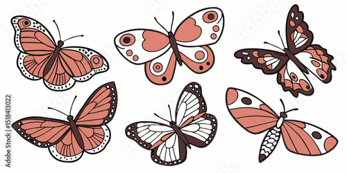 a set of gray vector Floating Muse Butterfly, Illusion Flight Butterfly, Moonlit Skip Butterfly, Gentle Leap Butterfly,