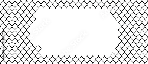 Chain link fence with hole