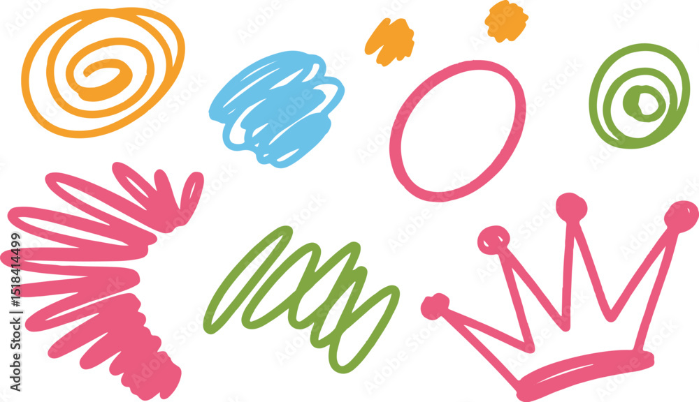 Obraz premium Hand drawn scribbles and crown