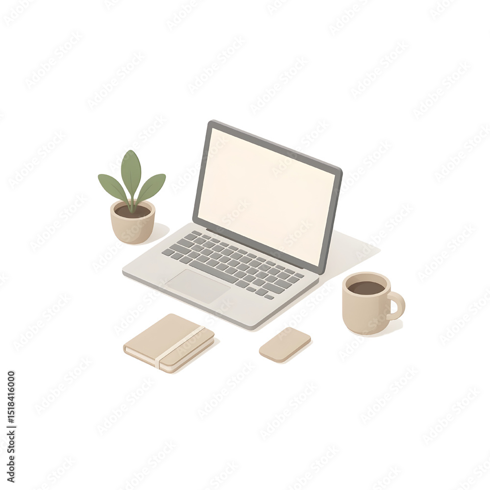 Fototapeta premium Modern minimalist desk setup with coffee 