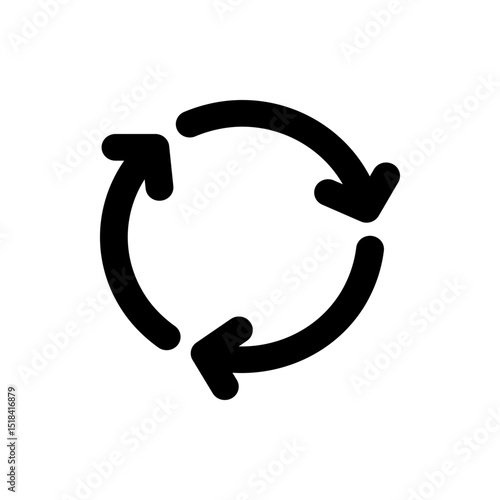 Illustration of a stylized black chair with a rounded back and armrests on a white background view